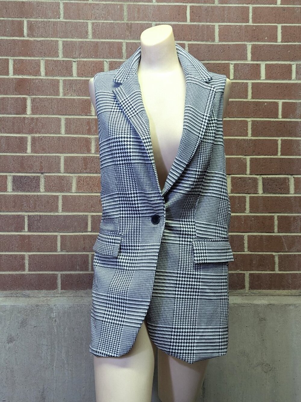 Rachel Zoe Houndstooth Tailored Vest NWT Single Button Career Wear Womens M